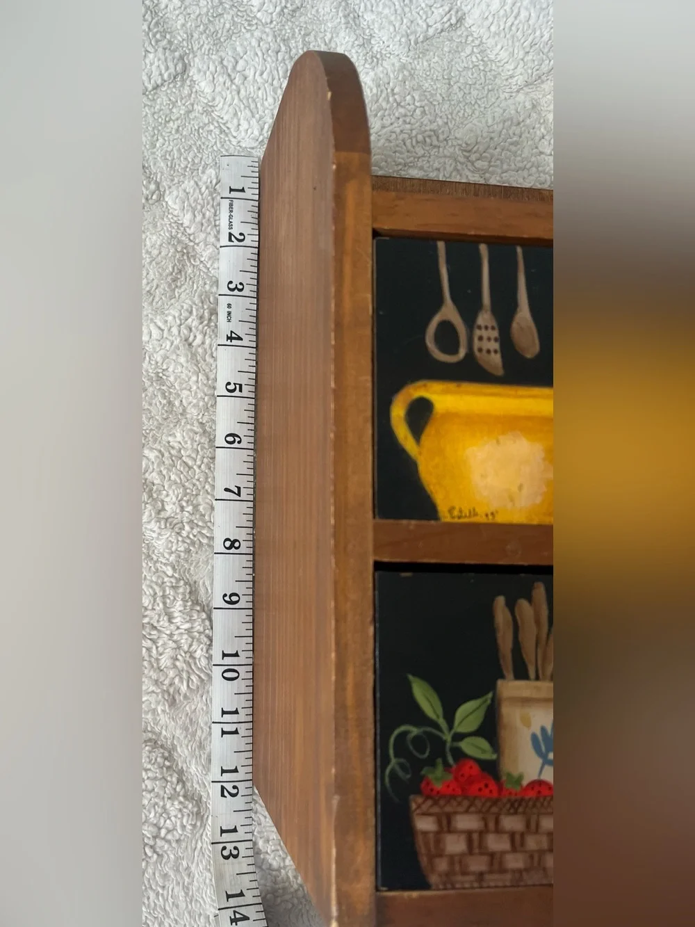 Vintage Hand-Painted Wooden Kitchen Storage Organizer in bold colors